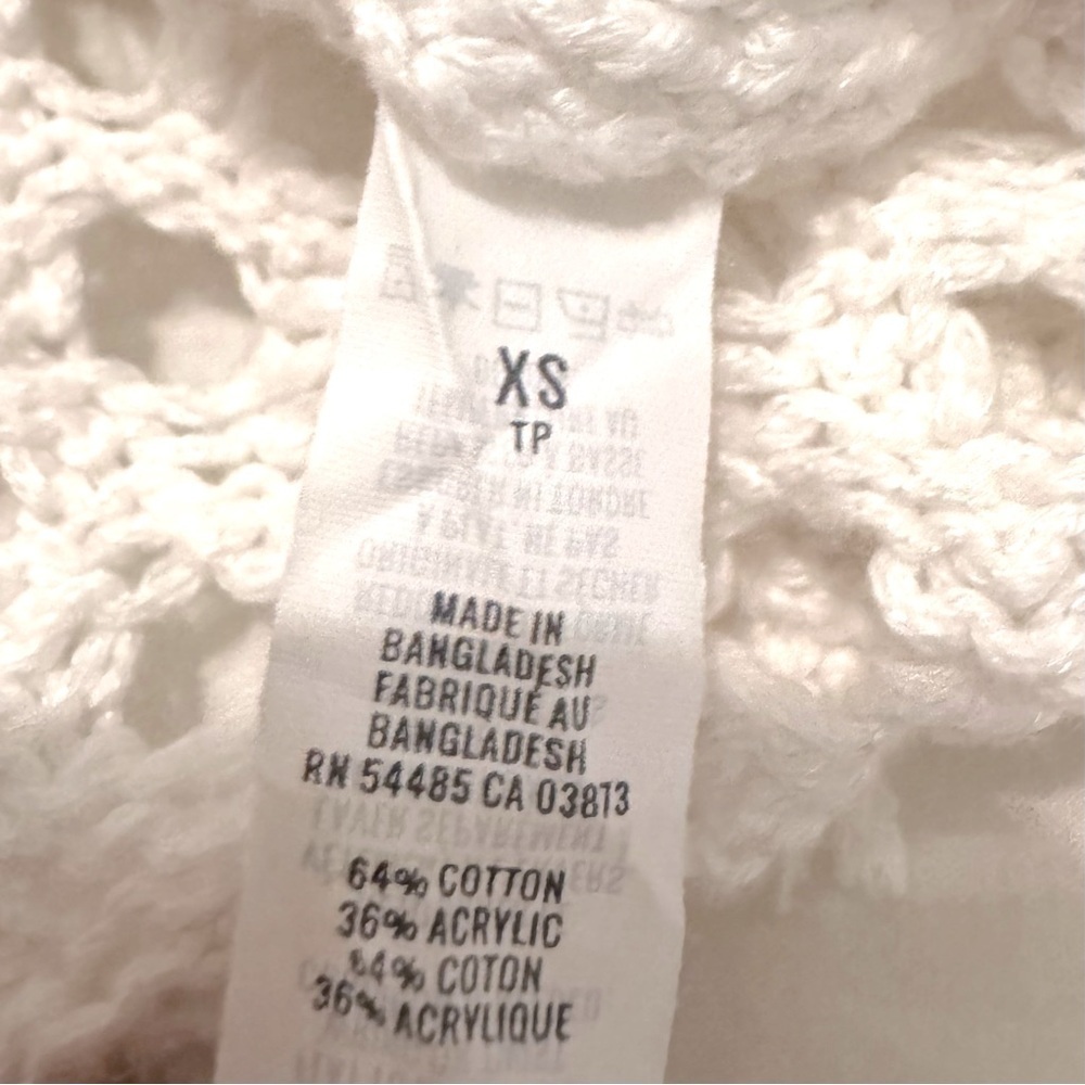 Aerie AE womens XS White Crochet Crop Tank Top fringed resort beachy boho hippie - Picture 7 of 7
